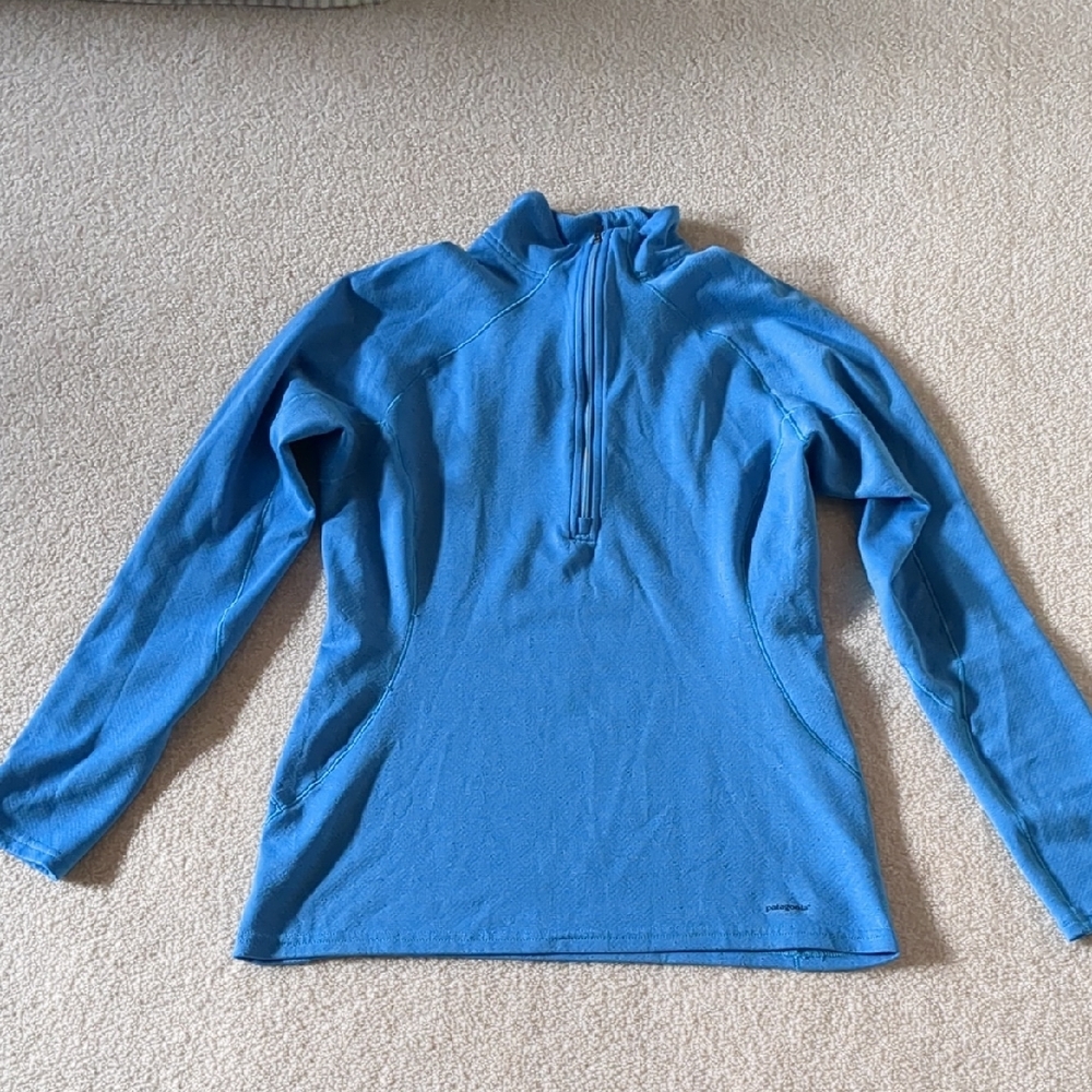 Patagonia Blue Quarter-Zip Capilene 3 Midweight Baselayer Polartec